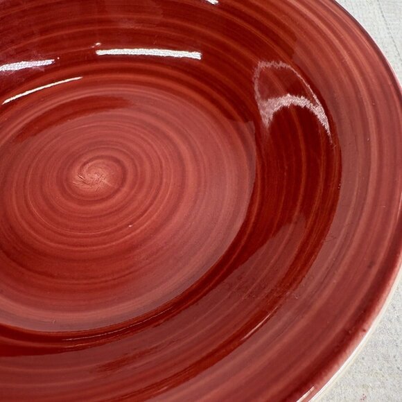 Dover & York RINGS SWIRL Circles Rust Red Stoneware Cereal Soup Bowls Set of 4 - Picture 16 of 16